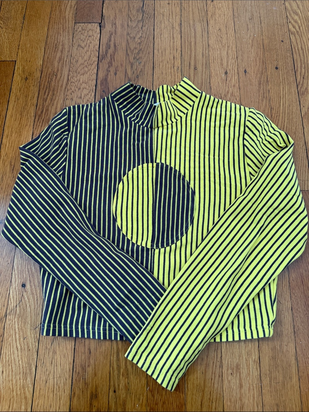 NWOT Fashion Brand Company Neon Yellow and Black Striped Mock Neck Crop Top